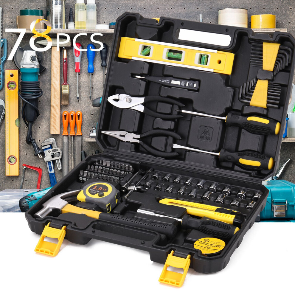 78Pcs Household Combination Tool Set Hardware Screwdriver Kit 610830911737