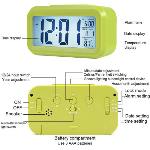 Digitaler Wecker mit Datum, Temp, Snooze & Nachtlicht 1