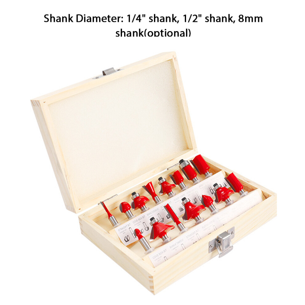15Pcs Carbide Shank Milling Cutter Set Woodworking Trimming Engraving 610830906962