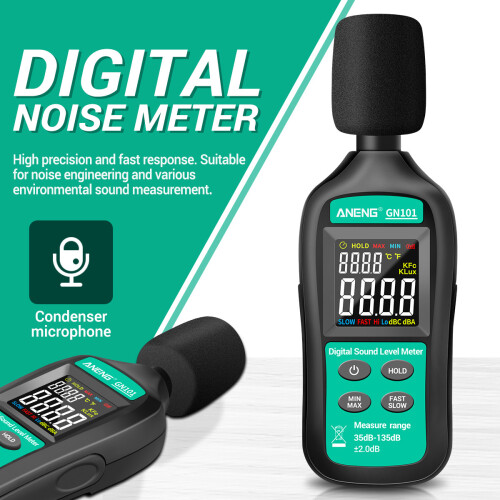 ANENG Digitaler Lärmpegelmesser 35-135dB mit LCD 1