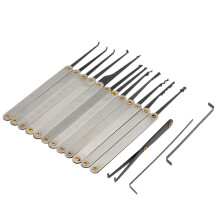 15Pcs Stainless Steel Lock Pick Set with Wrench Key Extractor