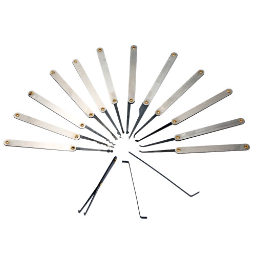 15Pcs Stainless Steel Lock Pick Set with Wrench Key Extractor 2