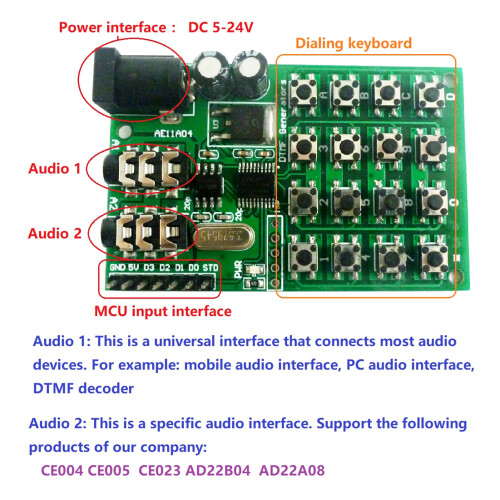DTMF Modul 5-24VDC Audio Generator MT8870 CE004 CE005 1