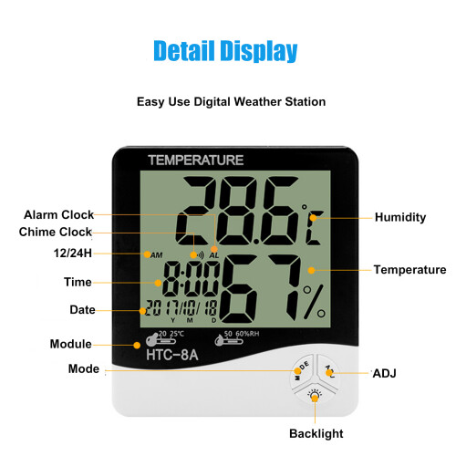 Digitales Hygrometer-Thermometer mit LCD-Hintergrundlicht 1