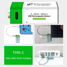 Typ-C-Akku 9V 650mAh für Mikrofon/Gitarre