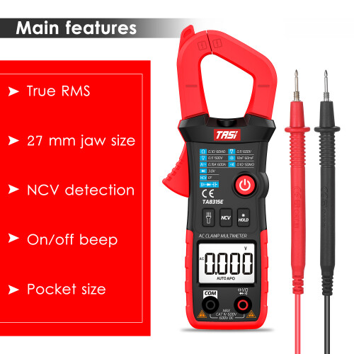 TASI TA8315E Digital-Klemmmessgerät True RMS Mini