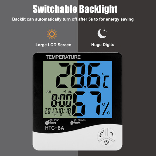Digitales Hygrometer-Thermometer mit LCD-Hintergrundlicht 2