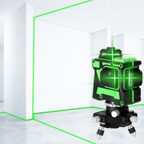 3D 12-Line Self-Leveling Laser Level 1.5M Adjustable Alloy Stand Bag