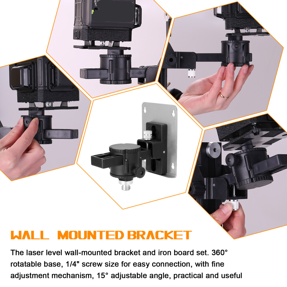 360 Rotation 15 Tilt Adjustable Laser Level Wall Bracket 610830901806
