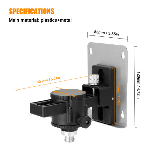 360 Rotation 15 Tilt Adjustable Laser Level Wall Bracket 2
