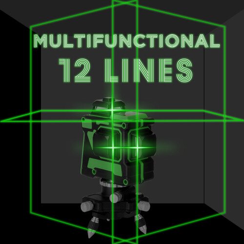 3D 12-Line Self-Leveling Laser Level 1.5M Adjustable Alloy Stand Bag 2