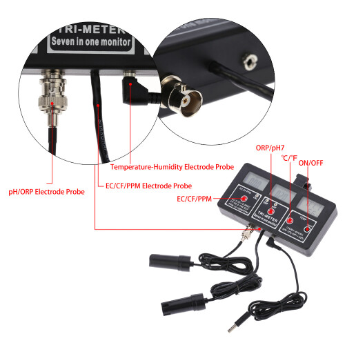7 in 1 Multi-parameter Water Tester ORP/pH/EC/TDS/TEMP/RH LCD 1