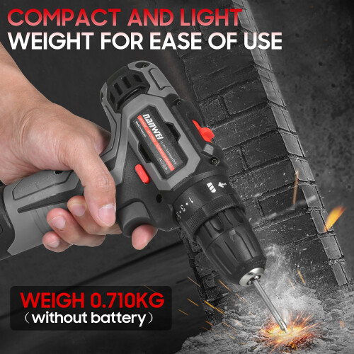 12V Cordless Drill Driver 2-Speed Rechargeable LED 25+1 Torque 1500mAh