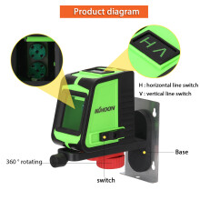 KKmoon 2-Laser-Niveau mit großem Fenster und Alarmsignal