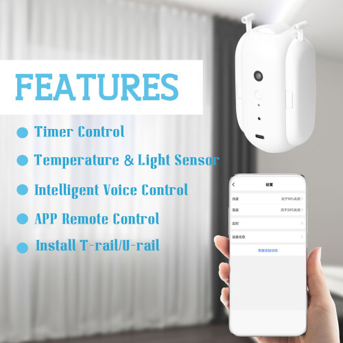 1x Tuya Smart Vorhangmotor BT APP Alexa T-/U-Schiene 1