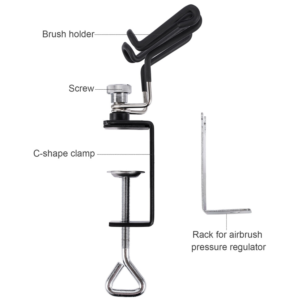Universal Airbrush Holder Stand Two-Brush Clamp-On Rack 610830872182