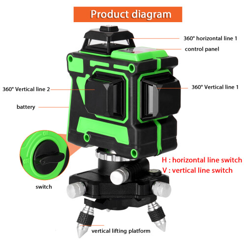 Multifunctional 3D 12 Lines Laser Level Tool Self-leveling 1
