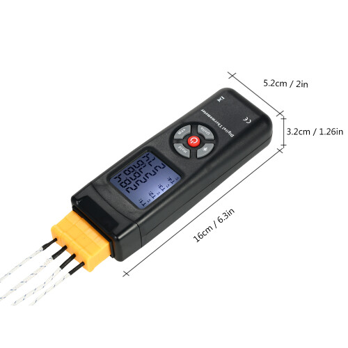4-Kanal K-Typ Digital-LCD-Thermometer -50~1350C Datenhaltefunktion 2