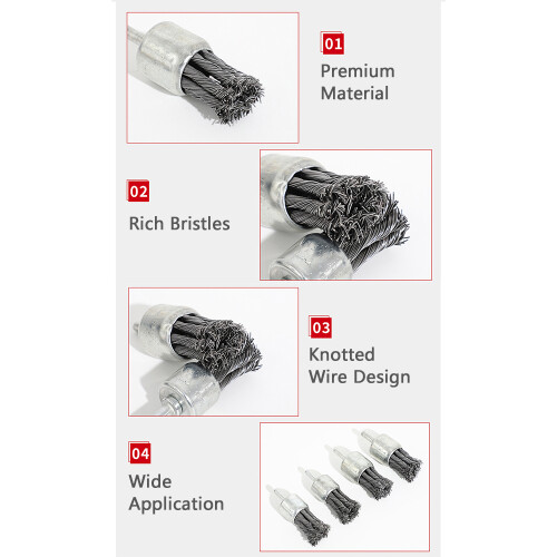 Drahtbürsten-Set 3 Stk. 0,7"/1,0"/1,2" Rundschaft 2