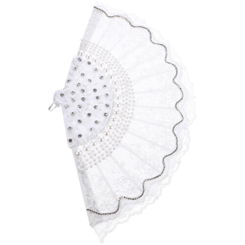 Handmade White Lace Fan Foldable Fan for Decorative Use