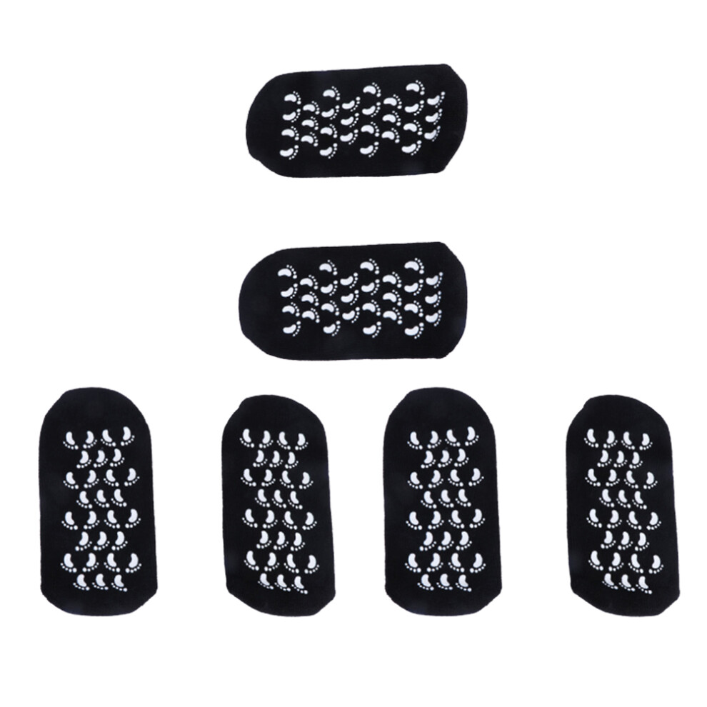 Vaguelly 3 Pairs Shallow Mouth Moisturizing Gel Foot Care Socks Black