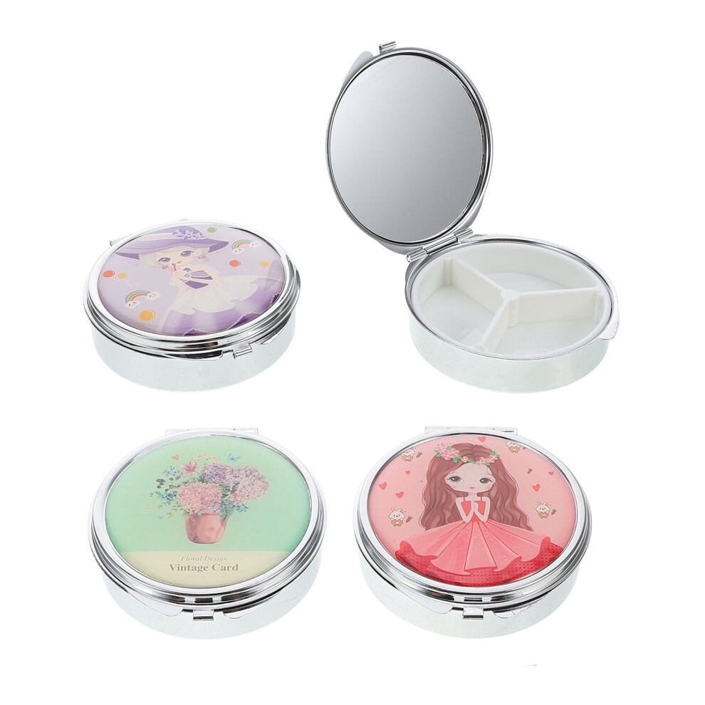 Vaguelly Blue 2Pcs Round Jewelry And Medicine Holders Portable Organizers
