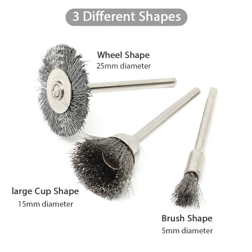 45-teiliges Edelstahl-Drahtbürsten-Set, 1/8" Schaft, 10/15/25mm