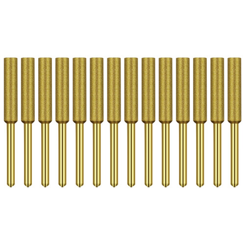 Diamond Chainsaw Sharpener Titanium Plated Burr Stone 12 Pcs 3/16" 1