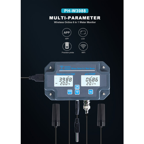 Wasserqualitäts-Tester 6-in-1 pH/EC/TDS/Salz/SG/Temperatur App 1