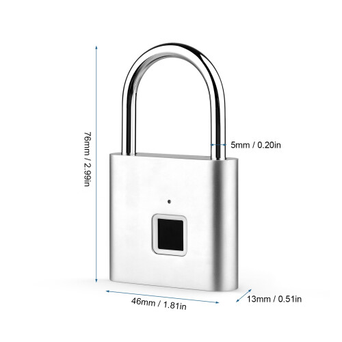 Smart Fingerprint Padlock 20 Users IP56 Rechargeable 2