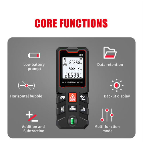 ANENG 80m Laser Measure LCD Digital Bubble Level Unit Switching 1