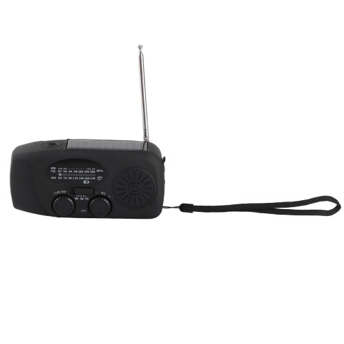 Notfallradio Solar Kurbel AM/FM mit 3LED Taschenlampe Schwarz