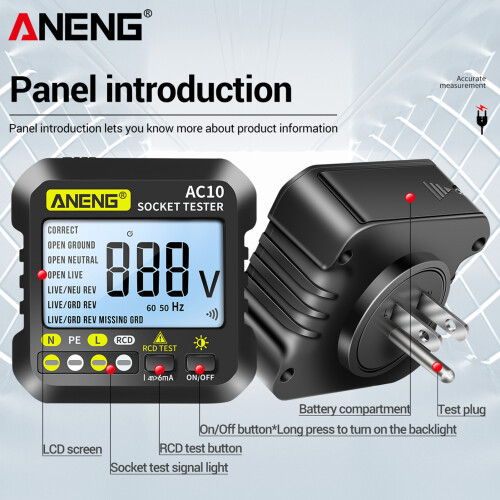 ANENG AC10 Digital-Steckdosenprüfer US Phase Spannung 2