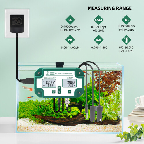 6-in-1 WiFi Wasserqualitätsmesser PH/TDS/EC/Aquarium 2