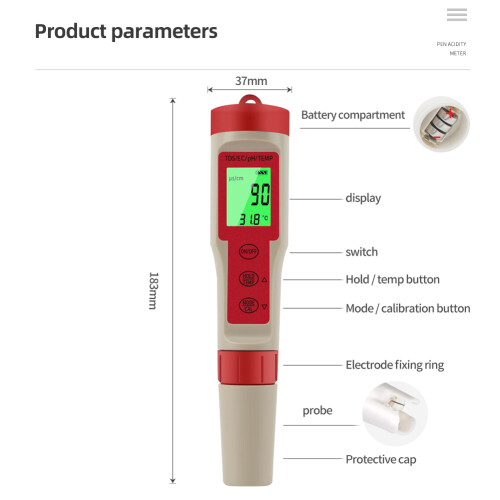 PEZ9908 Wasserqualitätsmesser pH, TDS, EC, Temp 2