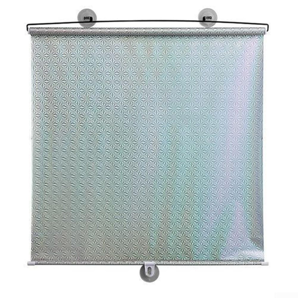 3Pcs No-Punch Suction Cup Retractable Sunshades, Roller Blinds For Office Car Home Use Silver 9016109559661