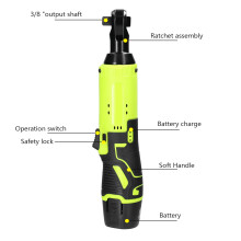 12.0V Cordless Rechargeable Electric Wrench 3/8" 90 Right Angle