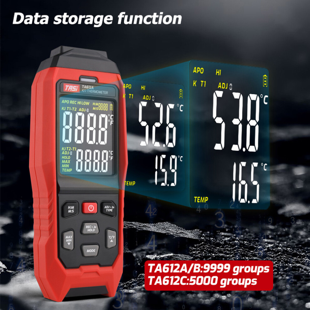 TASI TA612B Dual Channel Thermometer -200~1372 LCD 9999 Storage