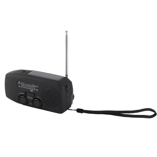 Notfallradio Solar Kurbel AM/FM mit 3LED Taschenlampe Schwarz 1