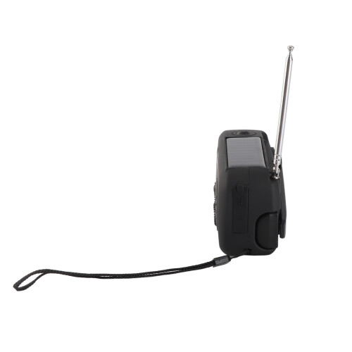 Notfallradio Solar Kurbel AM/FM mit 3LED Taschenlampe Schwarz 2