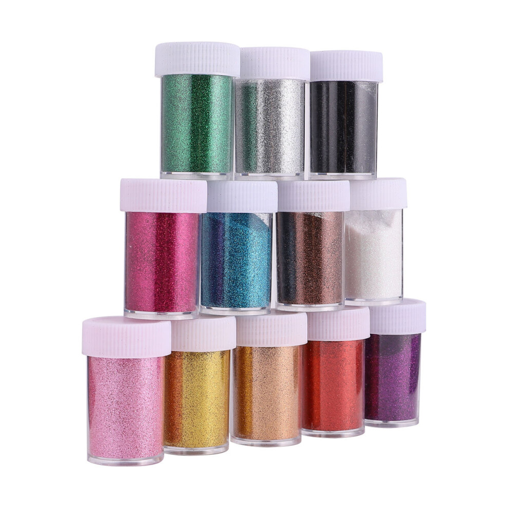 Villcase 12Pcs Nail Art Glitter Powders And Sequins Assorted Colors