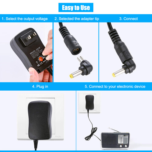 30W Universal AC/DC Adapter 5V 2.1A USB 3-12V mit 8 Tips 1