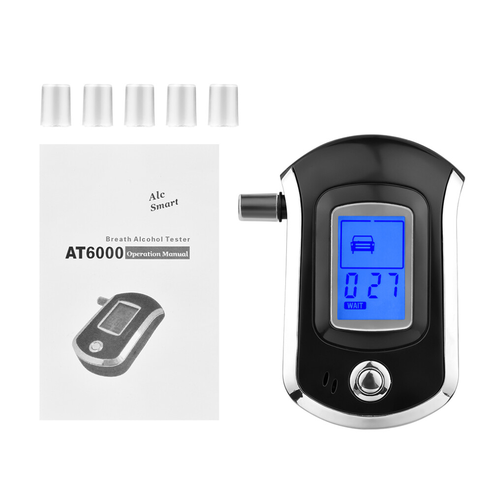 Portable Breathalyzer 6 Mouthpieces Lcd Backlight Bac Detector Blue 610830840105