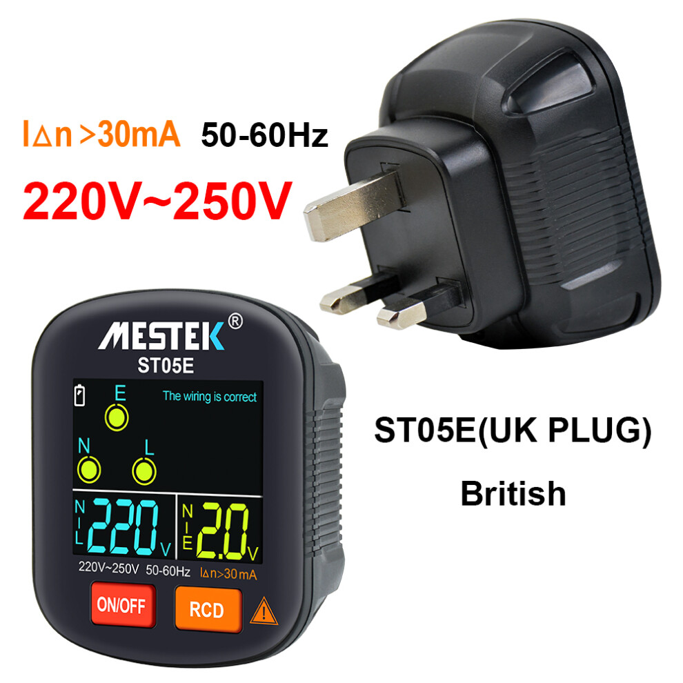 30-250V Digital Socket Tester Rcd Voltage Detector With Color Display 610830840754
