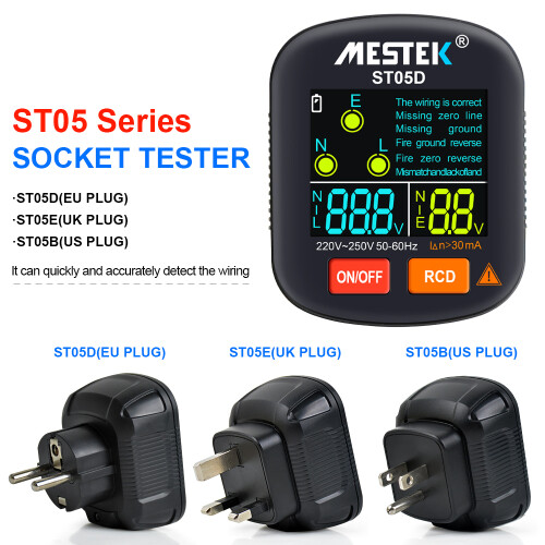 30-250V Digitaler Steckdosenprüfer, RCD-Spannungsmesser