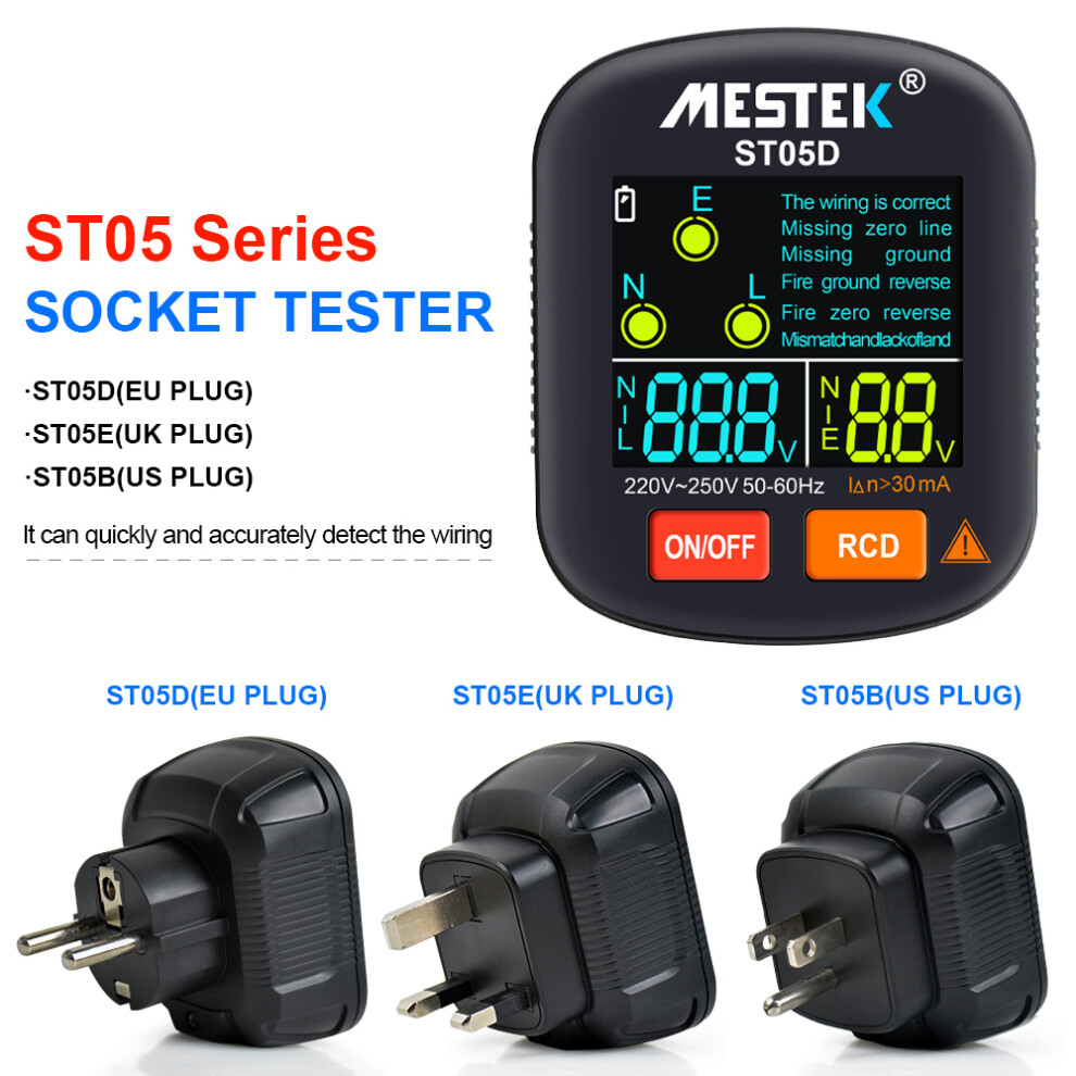 30-250V Portable Digital Socket Tester Rcd Voltage Detector 610830840747