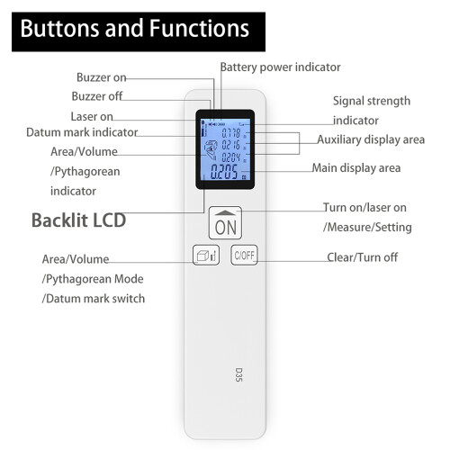 35m-Laser-Messgerät LCD Digital Pocket Distanzmesser 1