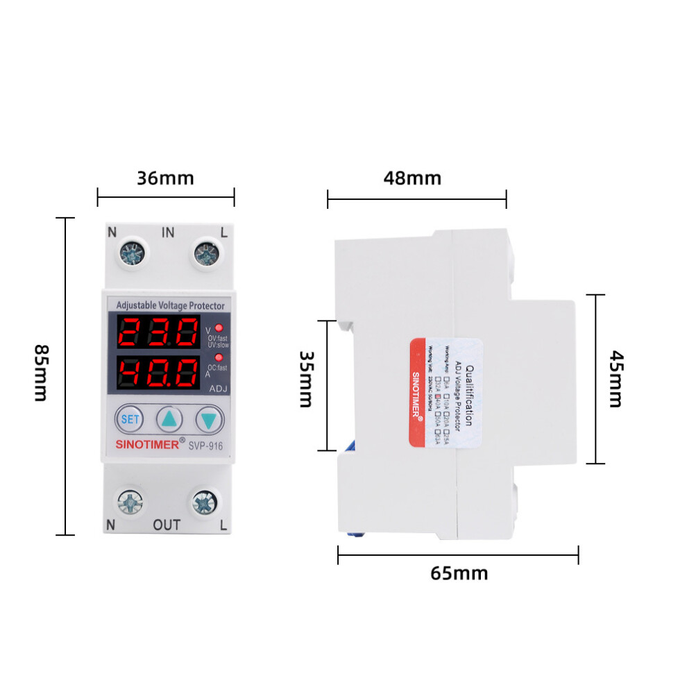 Voltage Current Protector Self-Reset Dual Display Over/Under Voltage 610830837211