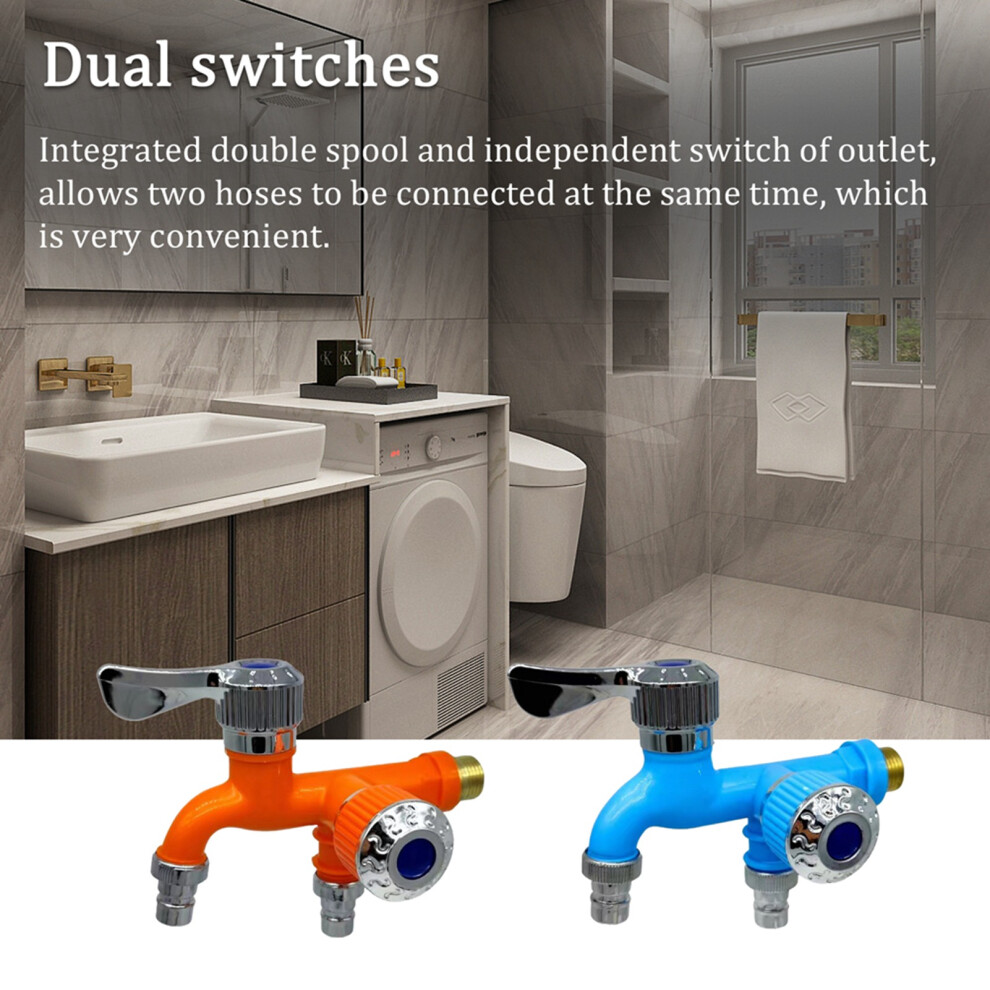 Washing Machine Faucet 1In 2Out 1/2In Thread Double Switch Bathroom 610830837402
