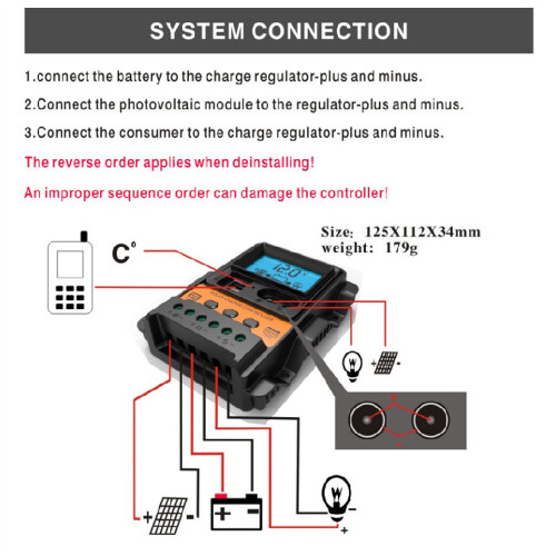 Dual USB Solar Controller 12/24V Auto LCD PWM Ladung 1